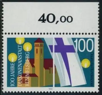 BUND 1990 Michel-Nummer 1467 postfrisch EINZELMARKE RAND oben (c)