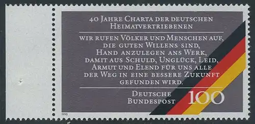 BUND 1990 Michel-Nummer 1470 postfrisch EINZELMARKE RAND links