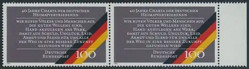 BUND 1990 Michel-Nummer 1470 postfrisch horiz.PAAR RAND rechts