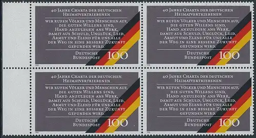 BUND 1990 Michel-Nummer 1470 postfrisch BLOCK RÄNDER links