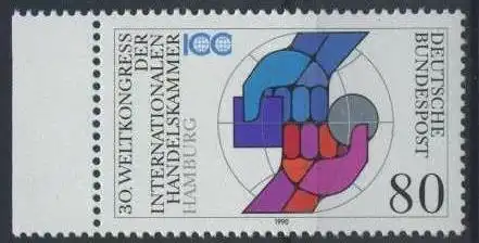 BUND 1990 Michel-Nummer 1471 postfrisch EINZELMARKE RAND links