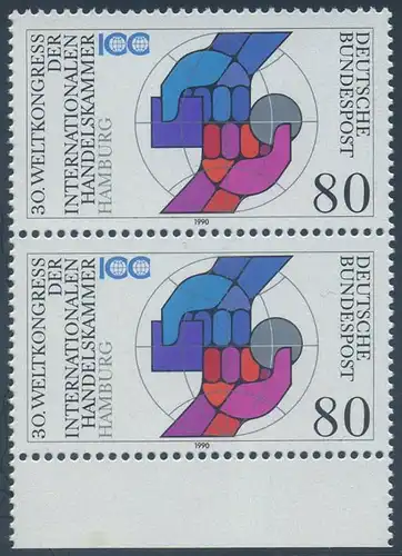 BUND 1990 Michel-Nummer 1471 postfrisch vert.PAAR RAND unten