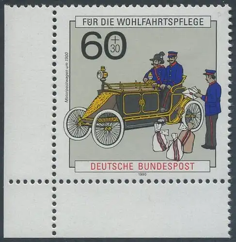 BUND 1990 Michel-Nummer 1474 postfrisch EINZELMARKE ECKRAND unten links