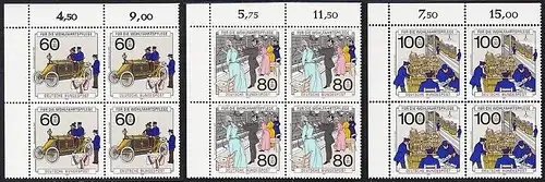 BUND 1990 Michel-Nummer 1474-1476 postfrisch SATZ(3) BLÖCKE ECKRAND oben links