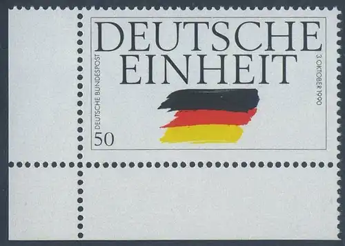 BUND 1990 Michel-Nummer 1477 postfrisch EINZELMARKE ECKRAND unten links