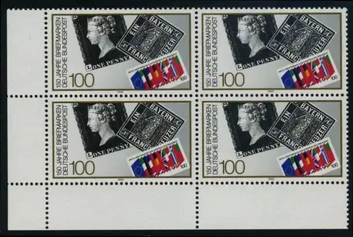 BUND 1990 Michel-Nummer 1479 postfrisch BLOCK ECKRAND unten links