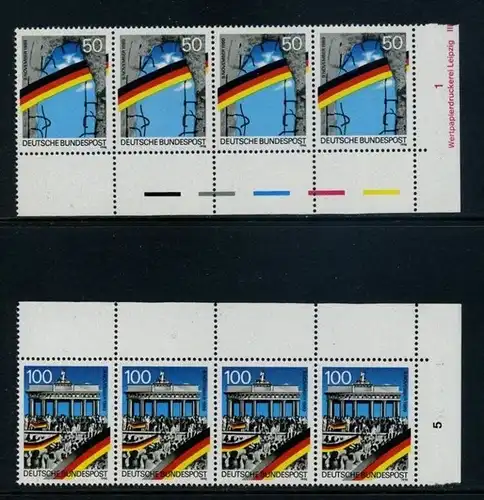 BUND 1990 Michel-Nummer 1481-1482 postfrisch SATZ(2) horiz.STRIPS(4) Eckränder (a1)