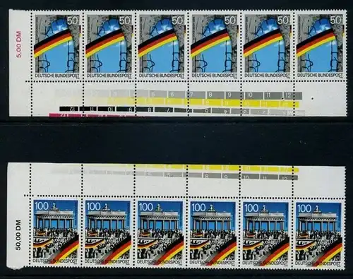 BUND 1990 Michel-Nummer 1481-1482 postfrisch SATZ(2) horiz.STRIPS(6) Eckränder (a1)