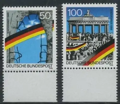 BUND 1990 Michel-Nummer 1481-1482 postfrisch SATZ(2) EINZELMARKEN RÄNDER unten