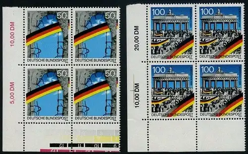 BUND 1990 Michel-Nummer 1481-1482 postfrisch SATZ(2) BLÖCKE ECKRAND unten links