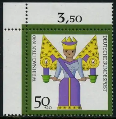 BUND 1990 Michel-Nummer 1484 postfrisch EINZELMARKE ECKRAND oben links