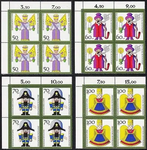BUND 1990 Michel-Nummer 1484-1487 postfrisch SATZ(4) BLÖCKE ECKRAND oben links