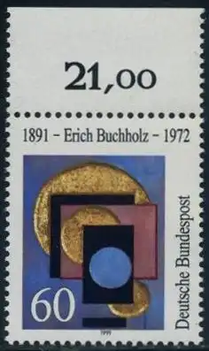 BUND 1991 Michel-Nummer 1493 postfrisch EINZELMARKE RAND oben (b)