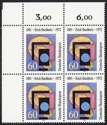 BUND 1991 Michel-Nummer 1493 postfrisch BLOCK ECKRAND oben links