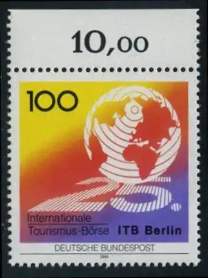 BUND 1991 Michel-Nummer 1495 postfrisch EINZELMARKE RAND oben (a)