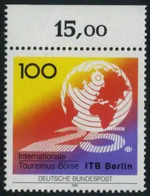 BUND 1991 Michel-Nummer 1495 postfrisch EINZELMARKE RAND oben (b)