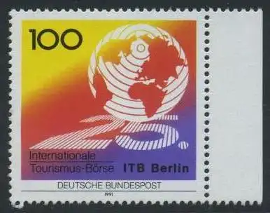 BUND 1991 Michel-Nummer 1495 postfrisch EINZELMARKE RAND rechts