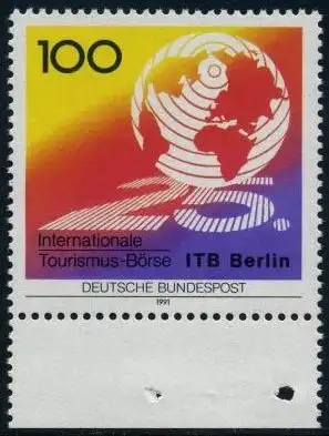 BUND 1991 Michel-Nummer 1495 postfrisch EINZELMARKE RAND unten