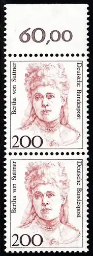 BUND 1991 Michel-Nummer 1498 postfrisch vert.PAAR RAND oben