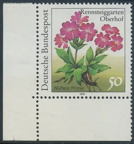 BUND 1991 Michel-Nummer 1506 postfrisch EINZELMARKE ECKRAND unten links