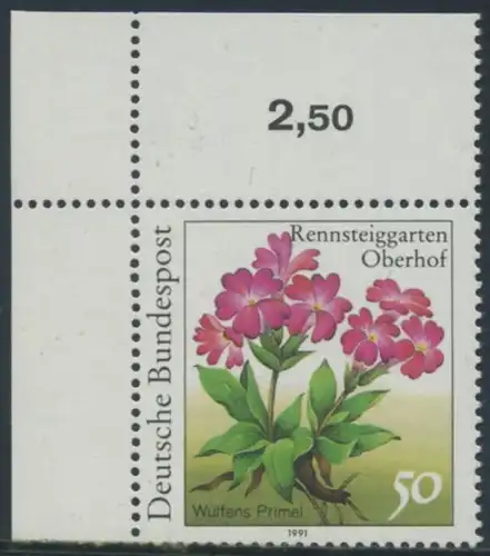 BUND 1991 Michel-Nummer 1506 postfrisch EINZELMARKE ECKRAND oben links