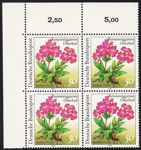 BUND 1991 Michel-Nummer 1506 postfrisch BLOCK ECKRAND oben links