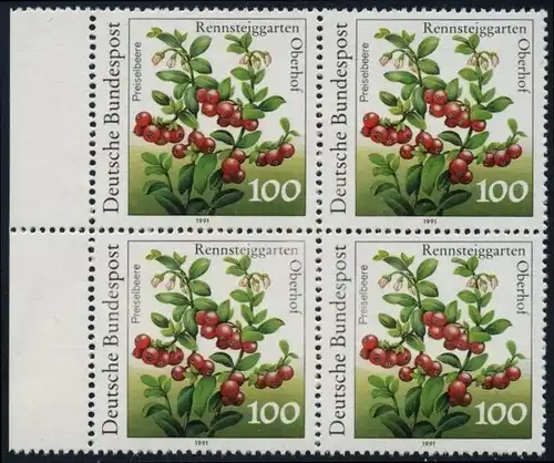 BUND 1991 Michel-Nummer 1508 postfrisch BLOCK RÄNDER links
