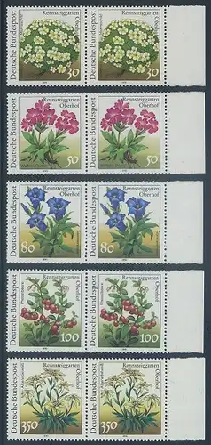 BUND 1991 Michel-Nummer 1505-1509 postfrisch SATZ(5) horiz.PAARE RÄNDER rechts