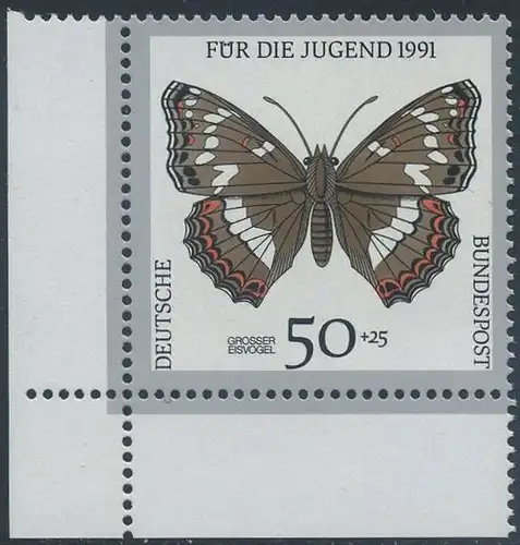 BUND 1991 Michel-Nummer 1513 postfrisch EINZELMARKE ECKRAND unten links