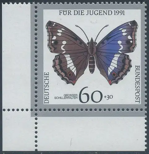 BUND 1991 Michel-Nummer 1514 postfrisch EINZELMARKE ECKRAND unten links