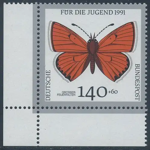 BUND 1991 Michel-Nummer 1519 postfrisch EINZELMARKE ECKRAND unten links