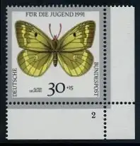 BUND 1991 Michel-Nummer 1512 postfrisch EINZELMARKE ECKRAND unten rechts m/ Formnummer