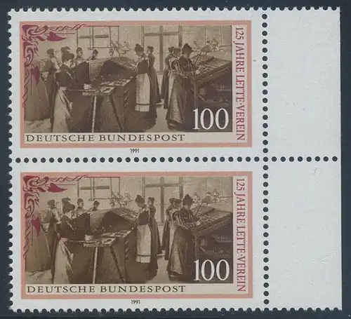 BUND 1991 Michel-Nummer 1521 postfrisch vert.PAAR RAND rechts