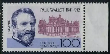 BUND 1991 Michel-Nummer 1536 postfrisch EINZELMARKE RAND rechts