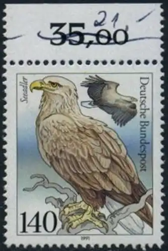 BUND 1991 Michel-Nummer 1542 postfrisch EINZELMARKE RAND oben (a)