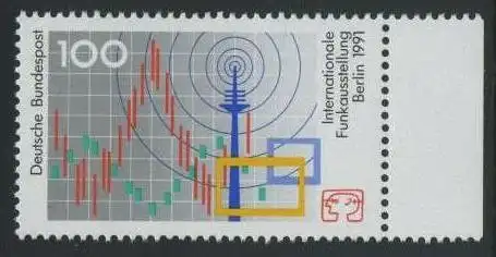BUND 1991 Michel-Nummer 1553 postfrisch EINZELMARKE RAND rechts