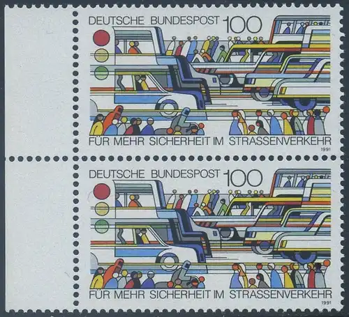 BUND 1991 Michel-Nummer 1554 postfrisch vert.PAAR RAND links