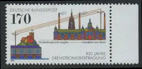 BUND 1991 Michel-Nummer 1557 postfrisch EINZELMARKE RAND rechts