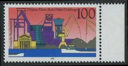 BUND 1991 Michel-Nummer 1558 postfrisch EINZELMARKE RAND rechts