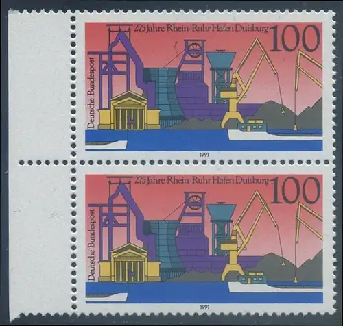 BUND 1991 Michel-Nummer 1558 postfrisch vert.PAAR RAND links