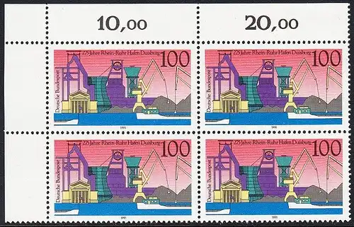 BUND 1991 Michel-Nummer 1558 postfrisch BLOCK ECKRAND oben links