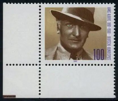 BUND 1991 Michel-Nummer 1561 postfrisch EINZELMARKE ECKRAND unten links