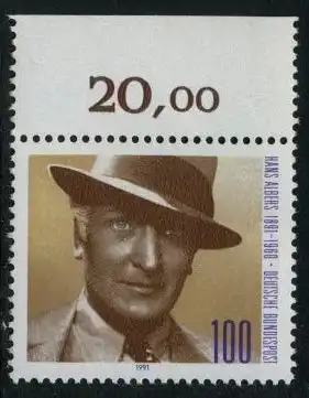 BUND 1991 Michel-Nummer 1561 postfrisch EINZELMARKE RAND oben