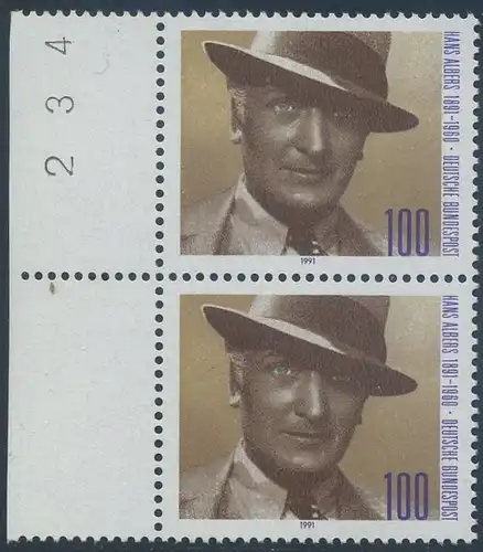 BUND 1991 Michel-Nummer 1561 postfrisch vert.PAAR RAND links (BZ)