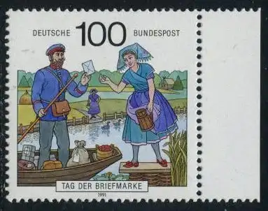 BUND 1991 Michel-Nummer 1570 postfrisch EINZELMARKE RAND rechts