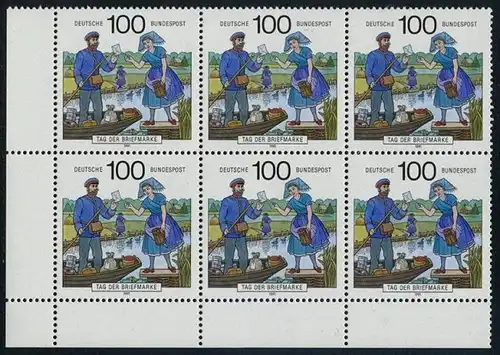 BUND 1991 Michel-Nummer 1570 postfrisch horiz.BLOCK(6) ECKRAND unten links
