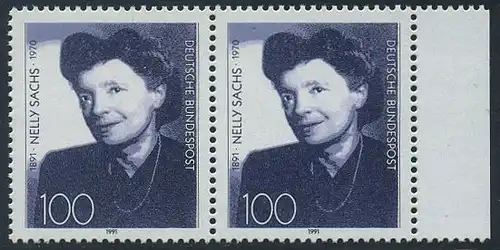 BUND 1991 Michel-Nummer 1575 postfrisch horiz.PAAR RAND rechts