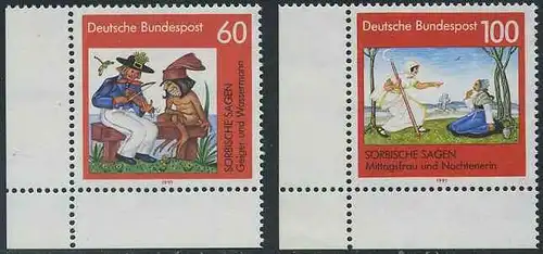 BUND 1991 Michel-Nummer 1576-1577 postfrisch SATZ(2) EINZELMARKEN ECKRÄNDER unten links