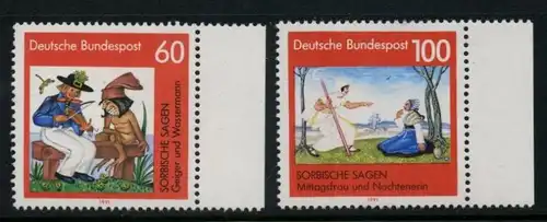 BUND 1991 Michel-Nummer 1576-1577 postfrisch SATZ(2) EINZELMARKEN RÄNDER rechts