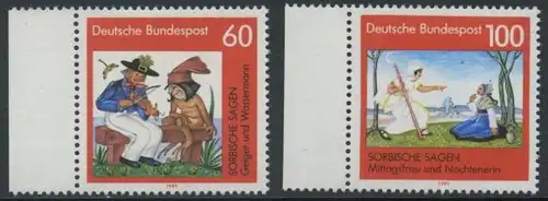 BUND 1991 Michel-Nummer 1576-1577 postfrisch SATZ(2) EINZELMARKEN RÄNDER links